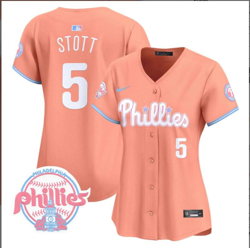 Women Philadelphia Phillies #5 Stott orange 2024 MLB jersey